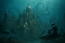 Aleatzis, il regno sottomarino dei Sahuagin (AI Generated)