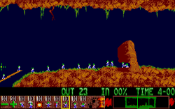 Lemmings, una scena dal gioco