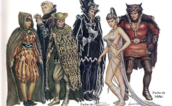 Sacerdoti dei Reami (da sinistra Mask, Cyric, Talona, Talos, Loviatar, Malar)